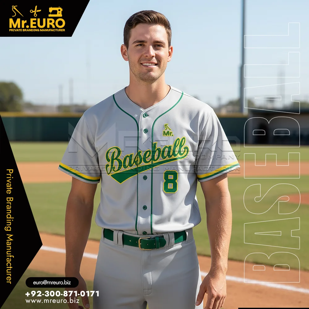 Custom Gray Full Button Baseball Jersey Custom Team Wear - Custom Baseball-Softball Uniforms