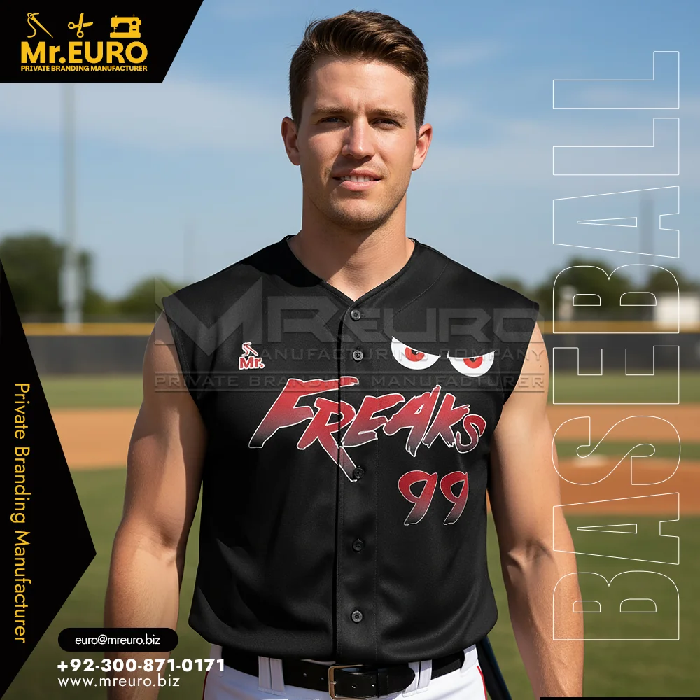 Custom Men's Baseball Sleeveless Full Button Jersey Design - Custom Baseball-Softball Uniforms