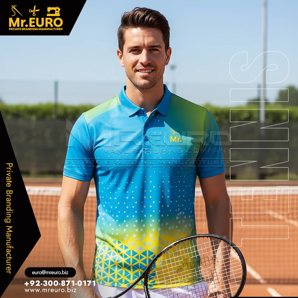Custom Sublimated Tennis Polo T-Shirt Bold Court Print - Custom Tennis Uniforms