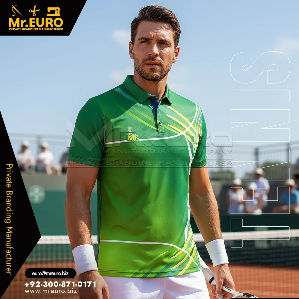 Custom Slim Fit Tennis Polo T-Shirt Sharp Court Look - Custom Tennis Uniforms
