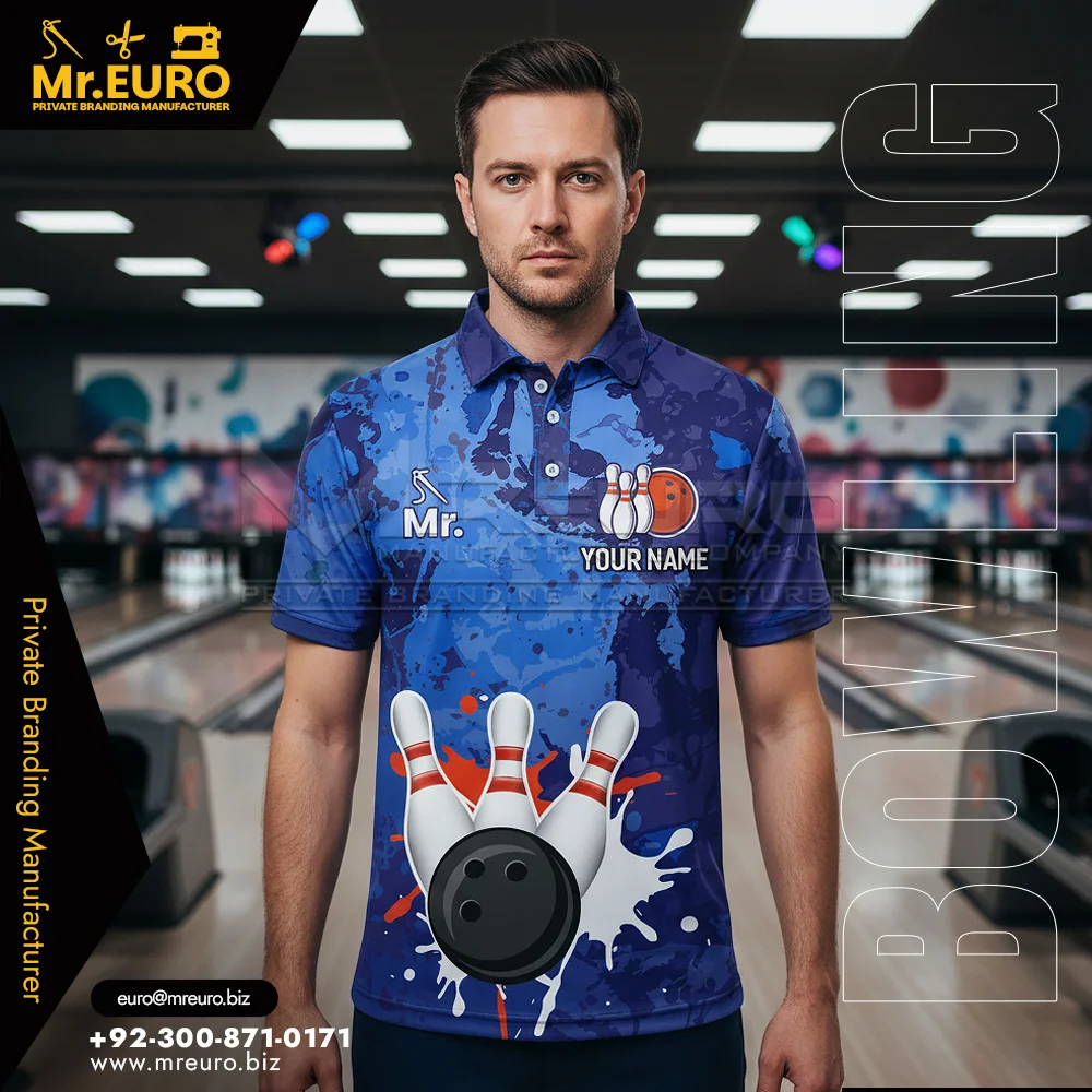 Custom Blue Galaxy Bowling Polo Shirt Bold Print Design - Custom Bowling Uniforms