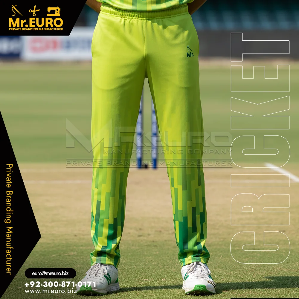 Custom Fluorescent Yellow Cricket Trouser Team Wear - Custom Cricket Uniforms