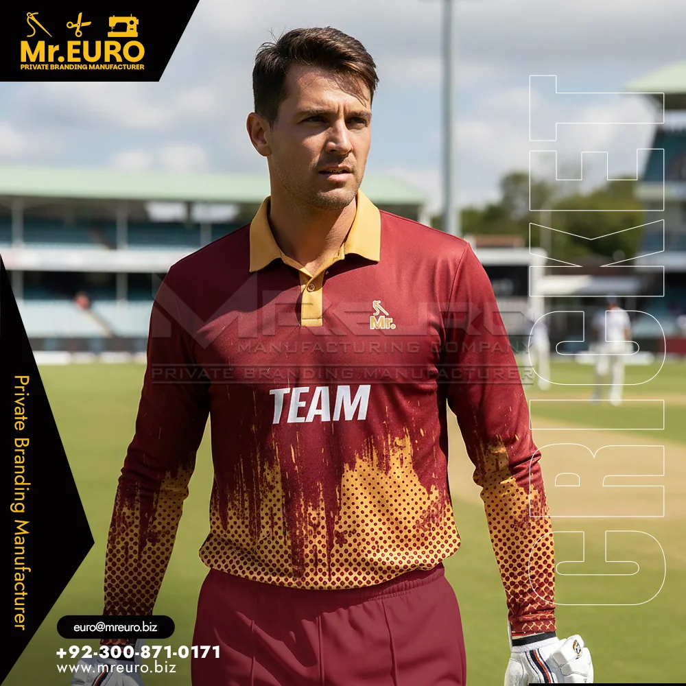 Custom Maroon & Gold Premium Cricket Jersey for Club Teams - Custom Cricket Uniforms