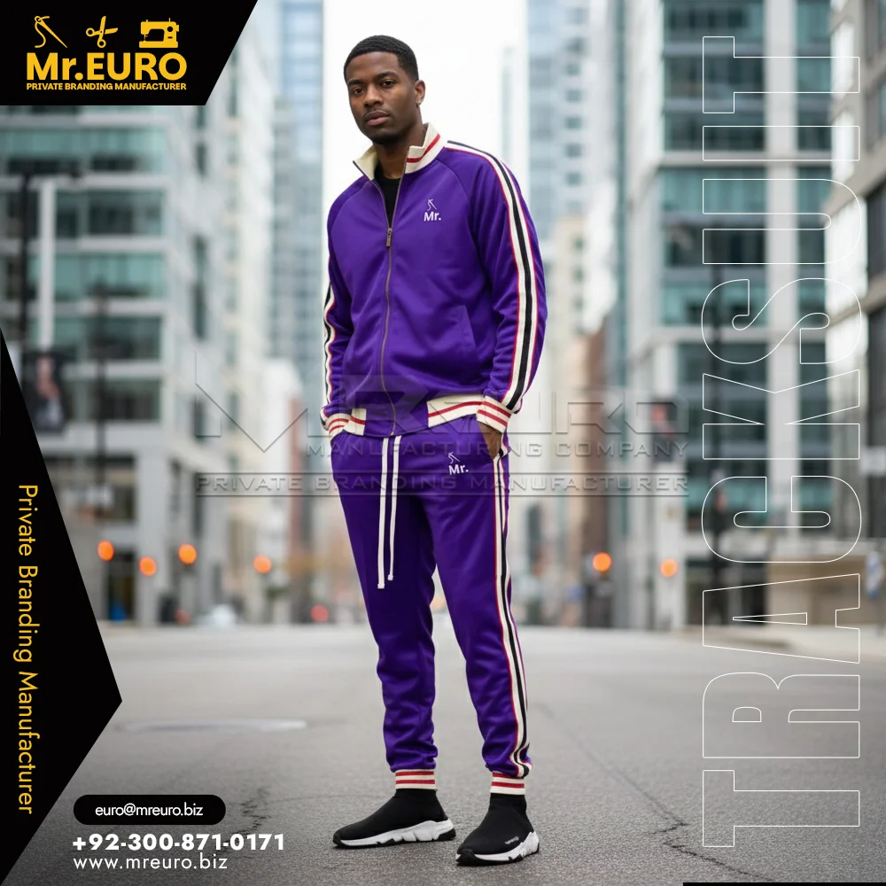 Custom Purple Fitness Tracksuit, Jogger Pants & Zip Jacket - Tracksuits