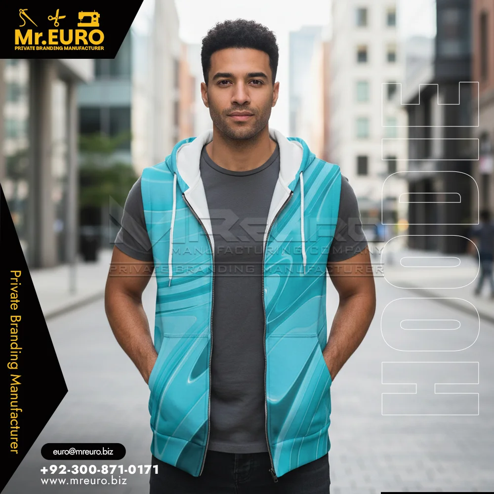 Custom Casual Sleeveless Zip Hoodie for Men's Everyday Wear - Hoodies-Sweatshirts