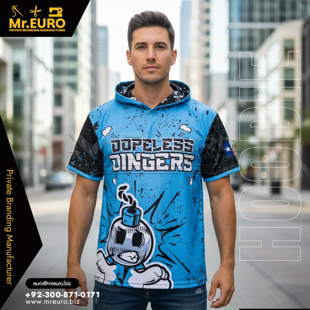 Custom Graphic Print Sublimation Short Sleeve Hoodie - Hoodies-Sweatshirts