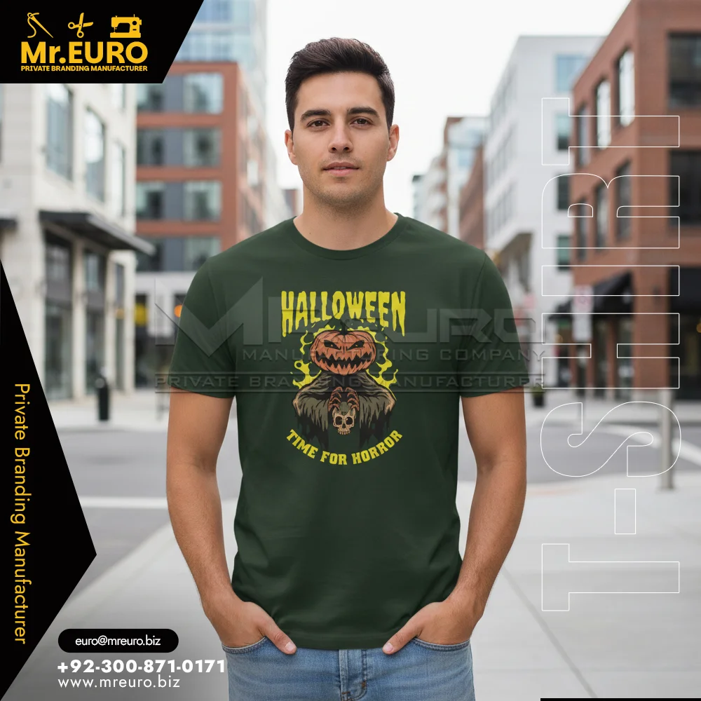 Custom Green Graphic Printed Cotton T-Shirt - T-Shirts