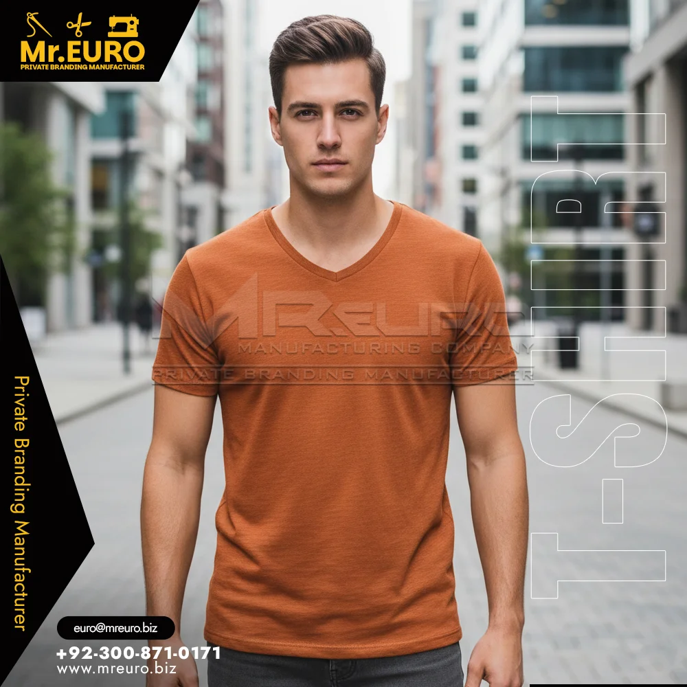 Custom Stylish Casual Brown V Neck T-Shirt - V-Neck T-Shirts