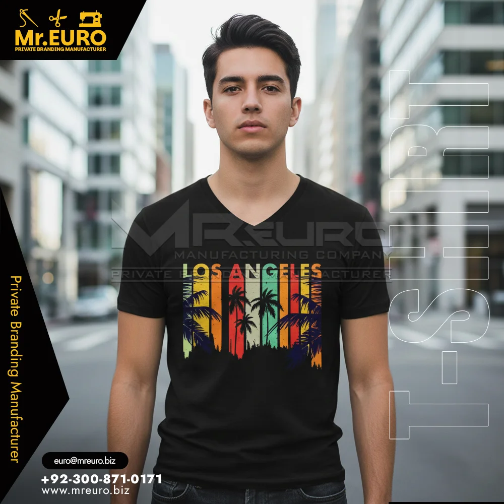 Custom Black Printed Streetwear V Neck T-Shirt For Style - V-Neck T-Shirts