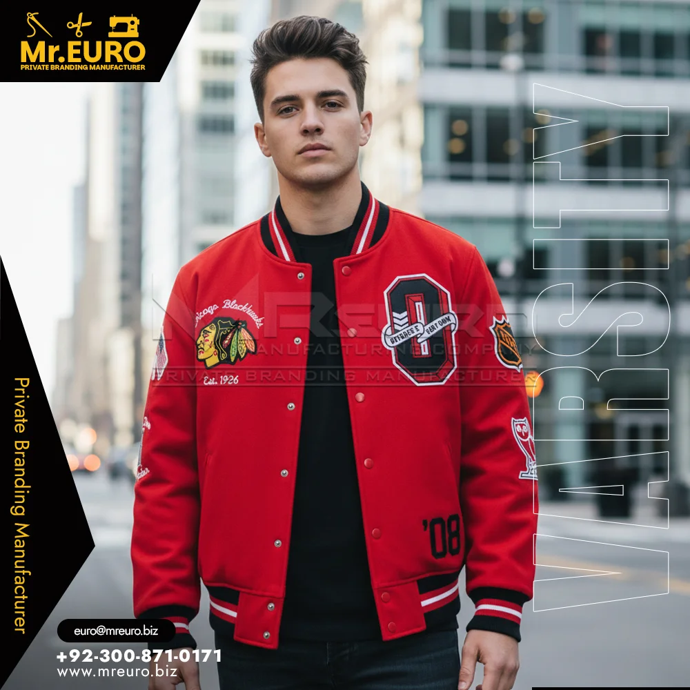 Custom Classic Style Red Varsity Jacket Timeless Look - Varsity Jackets