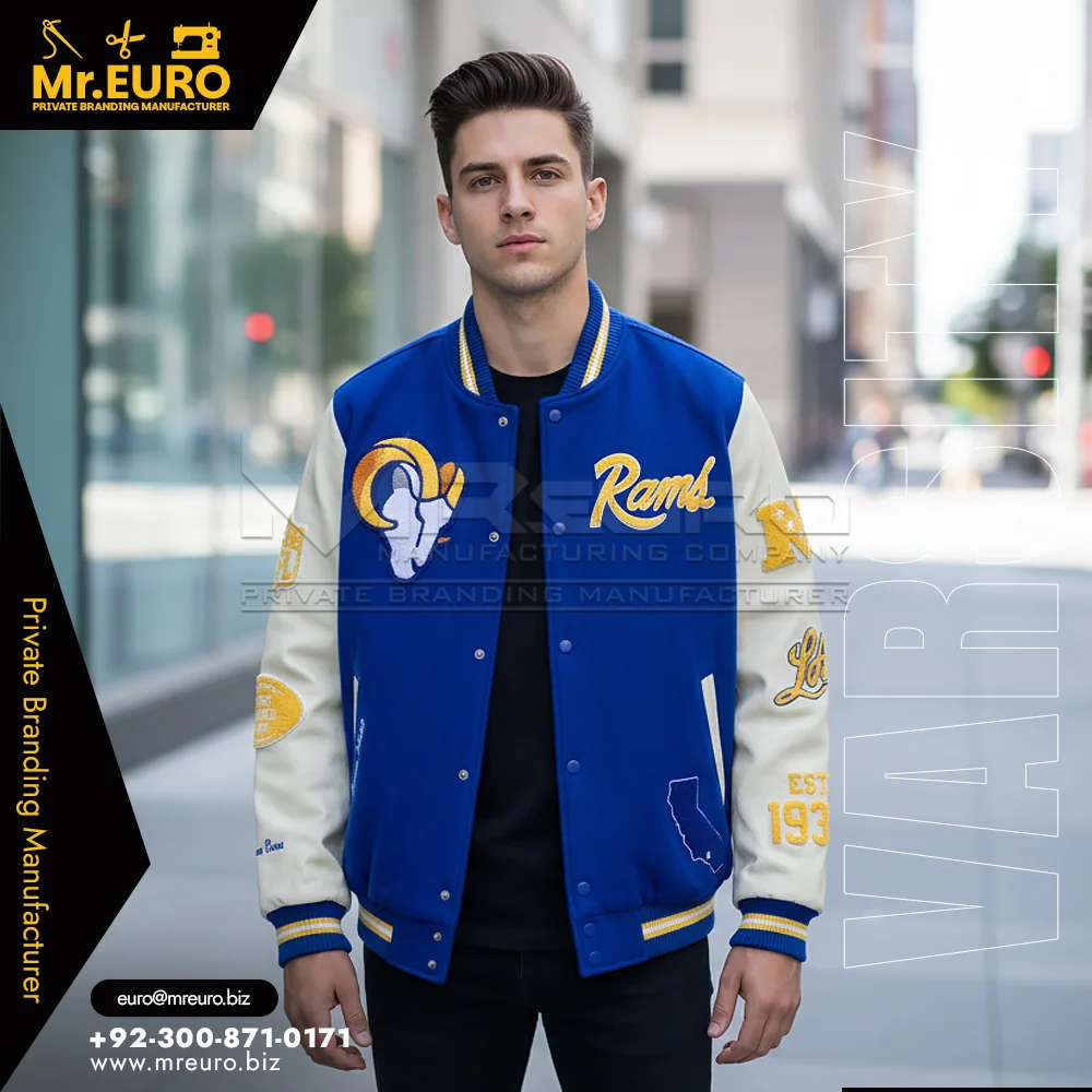 Custom Blue Varsity Jacket Classic Baseball Style - Varsity Jackets