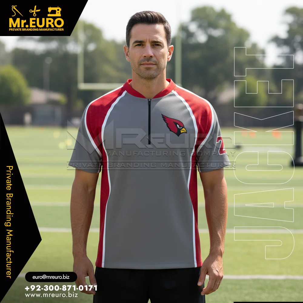 Custom Custom Sublimation Coach Jacket Gray & Red Combo - Coach Jackets