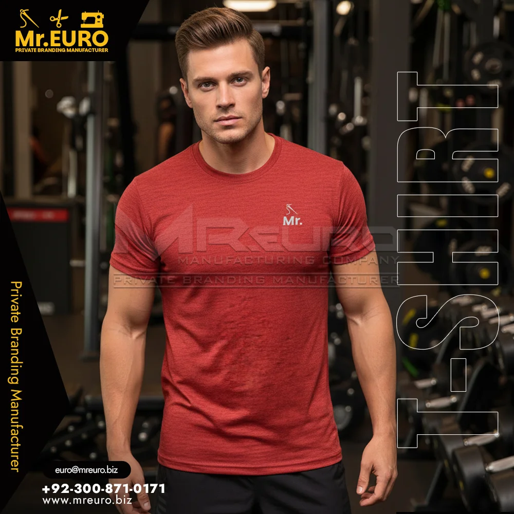 Custom Red Gym T-Shirt Workout & Training Wear - Gym Fit T-Shirts