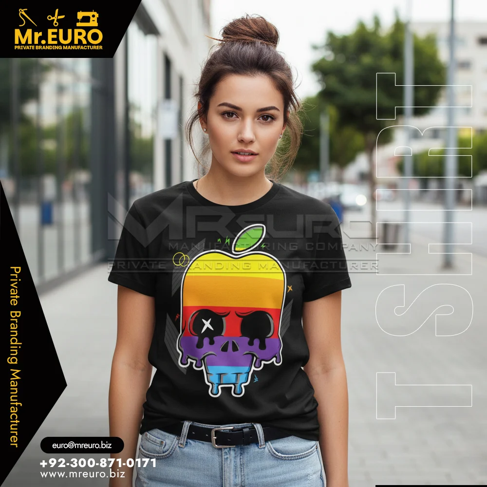Custom Streetwear Skull Print Crew Neck T-Shirt Women - Women T-Shirts