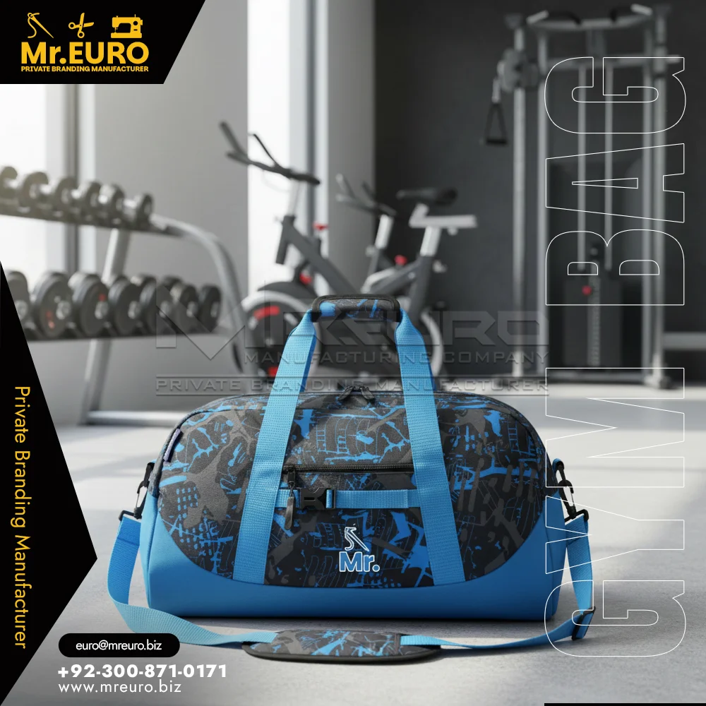 Custom Blue Sublimation Gym Duffle Bag Heavy Use - Gym Bags + Duffle Bags