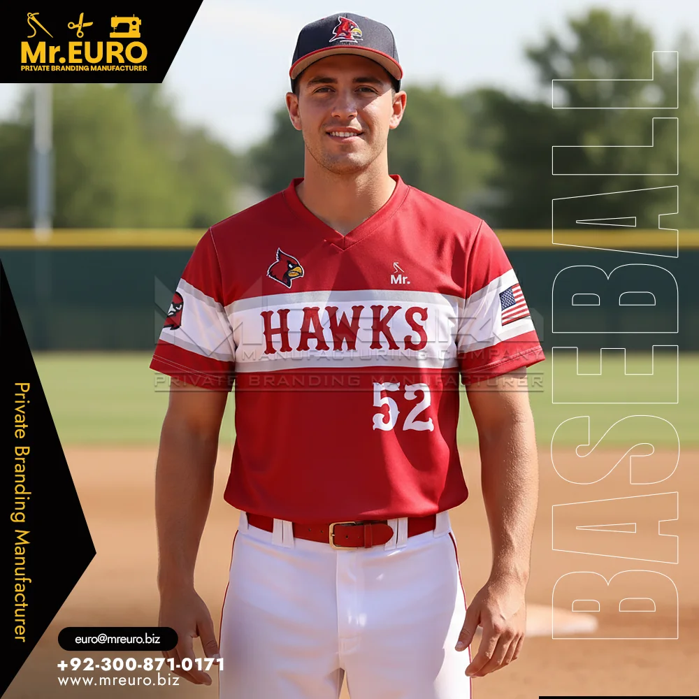 Custom Red V-Neck Baseball Jersey - Custom Baseball-Softball Uniforms