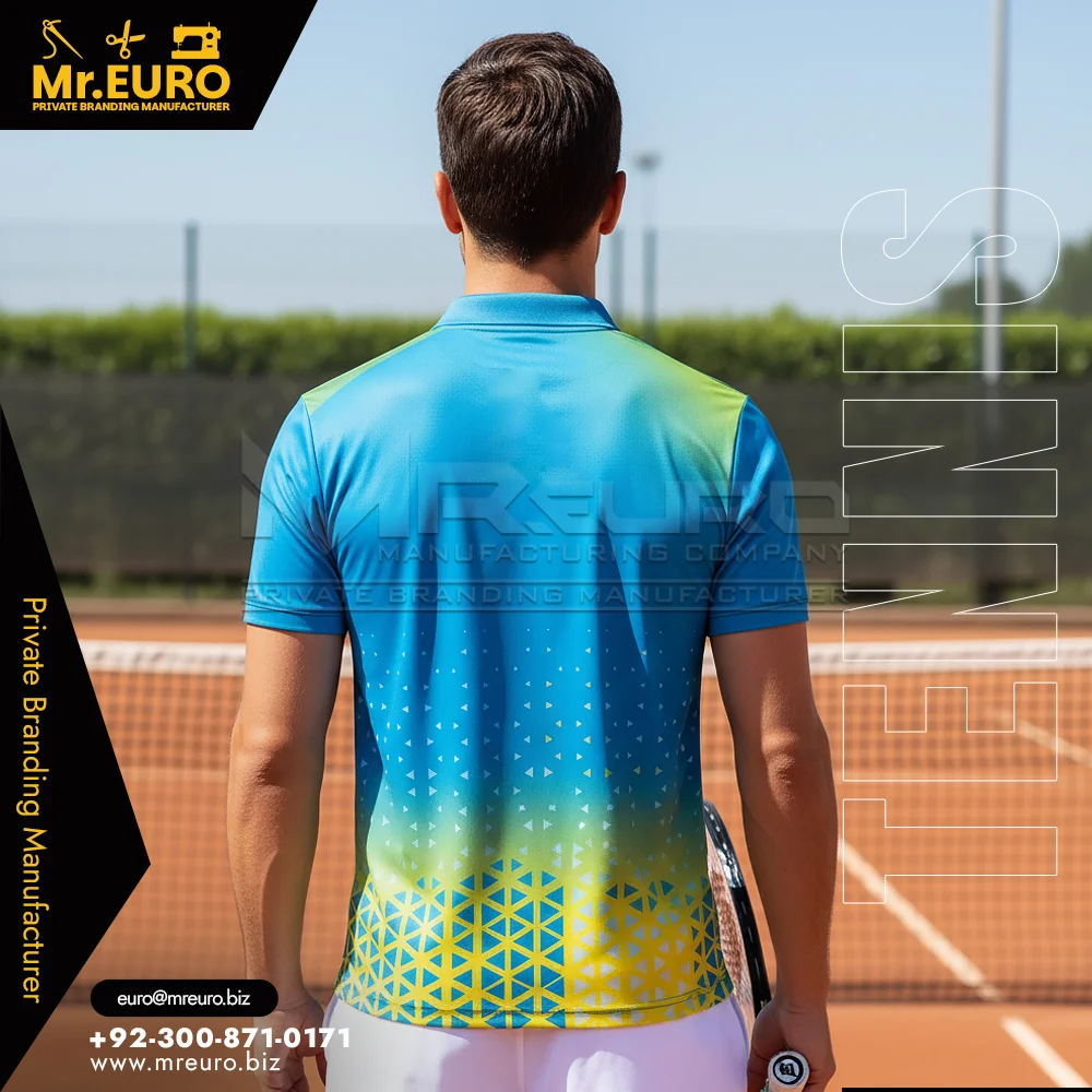 Custom Sublimated Tennis Polo T-Shirt Bold Court Print - Custom Tennis Uniforms