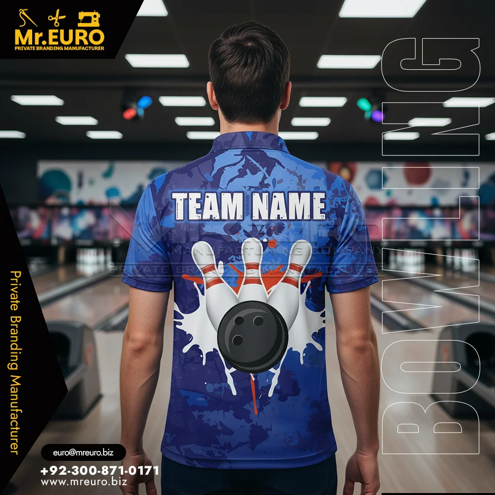 Custom Blue Galaxy Bowling Polo Shirt Bold Print Design - Custom Bowling Uniforms