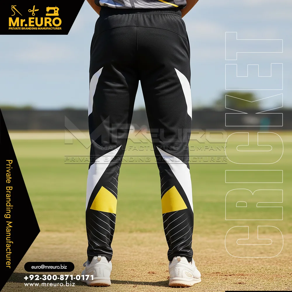 Custom Black & Yellow Cricket Trouser Performance Fit - Custom Cricket Uniforms
