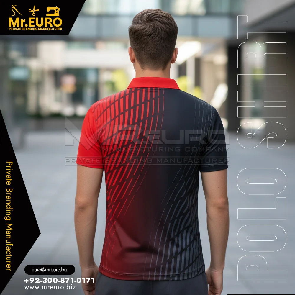 Custom Red Black Sports Style Polo Shirt For Active Days - Polo Shirts
