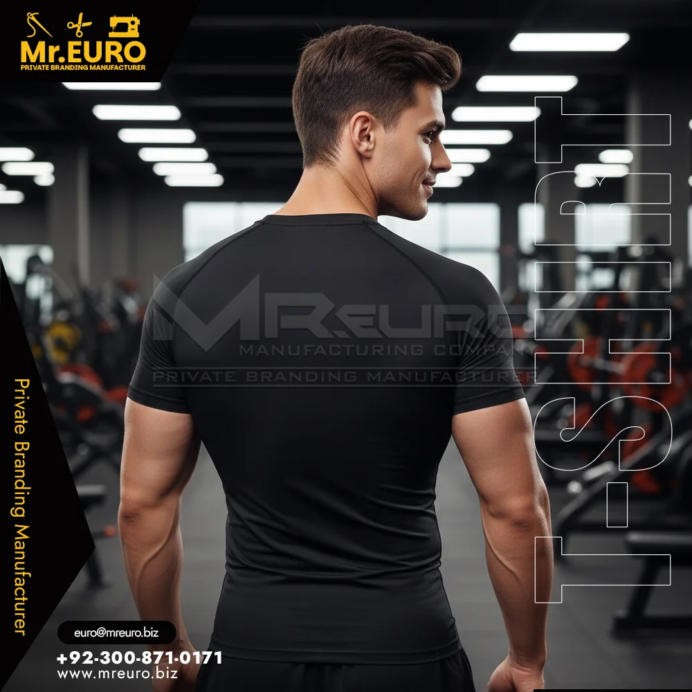 Muscle Fit Compression Black Gym T-Shirt - Alternate View