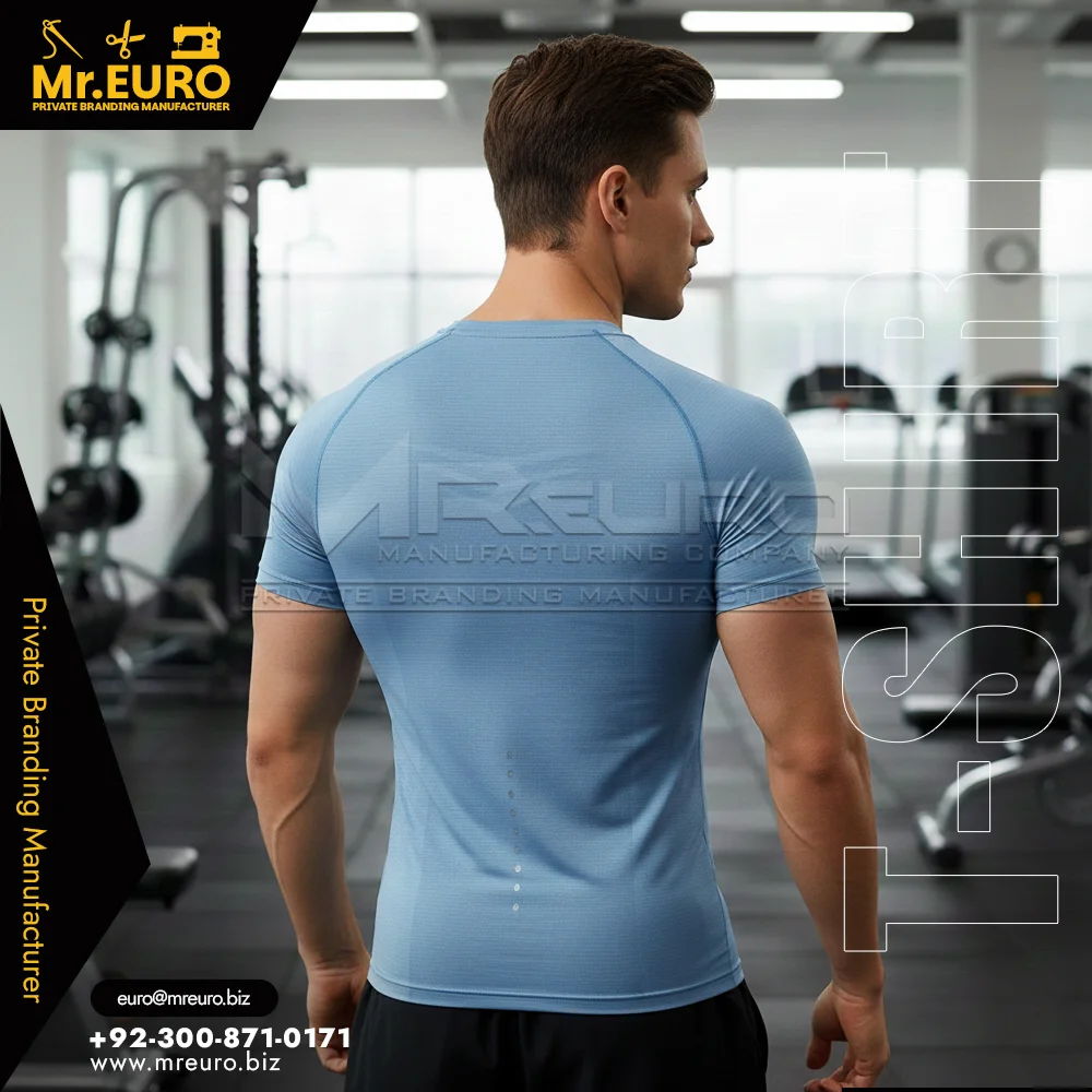 Custom Sky Blue Gym Workouts Compression T-Shirt - Gym Fit T-Shirts