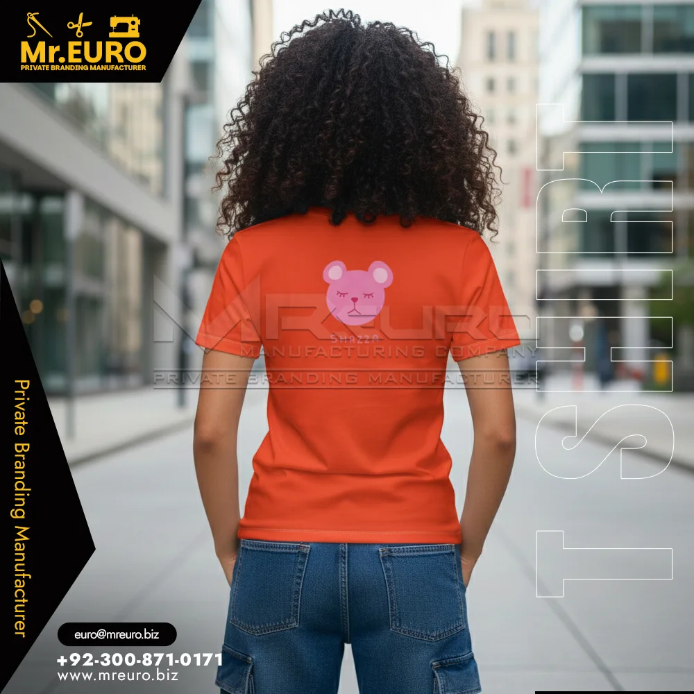 Custom Cartoon Print Crew Neck T-Shirt Playful Style - Women T-Shirts