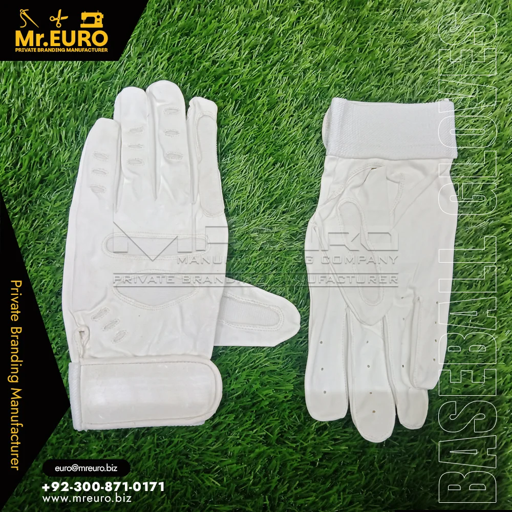 Custom Comfort Classic White Baseball Batting Gloves - Baseball Batting Gloves