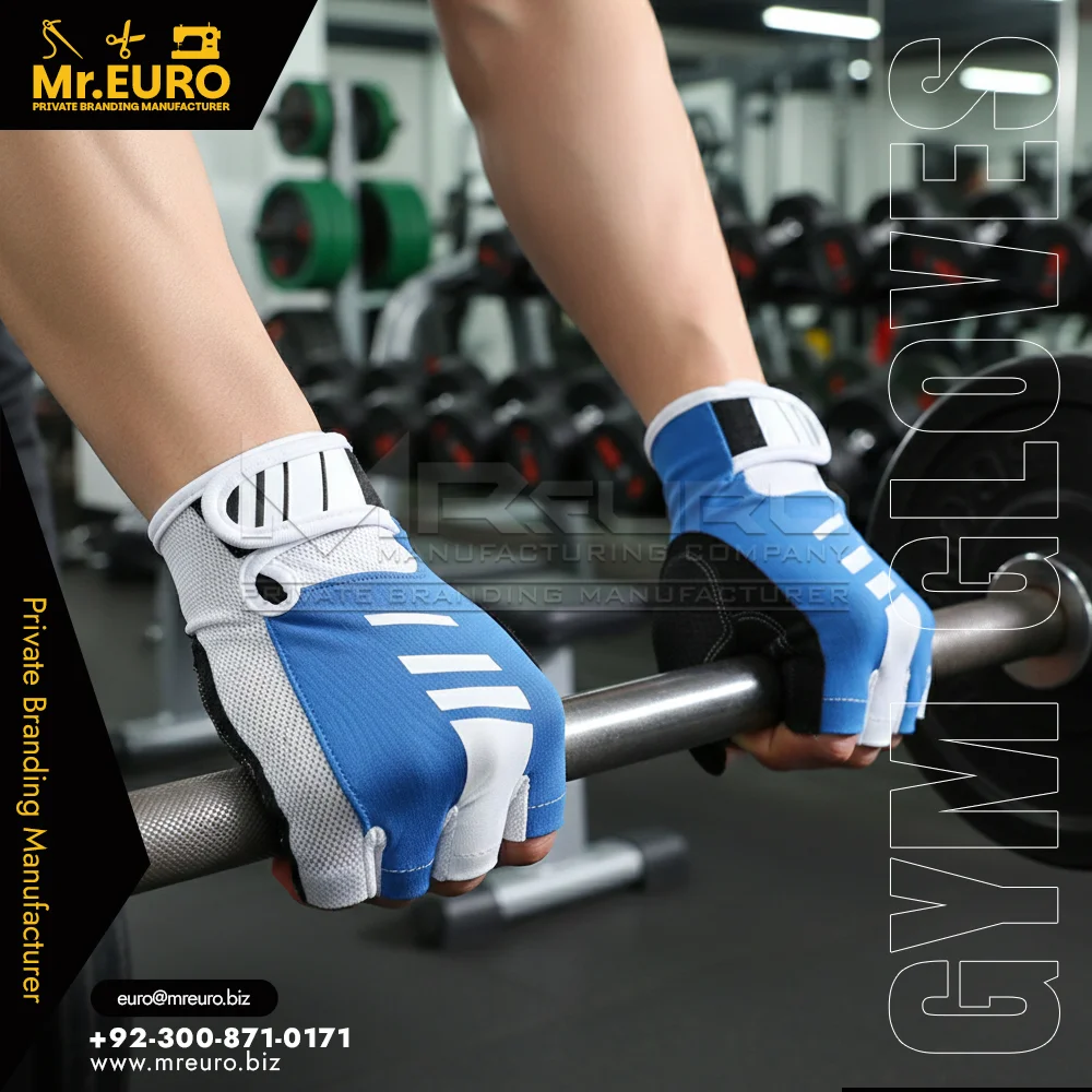 Custom Blue Padded Gym Training Weightlifting Gloves - Weightlifting Gloves