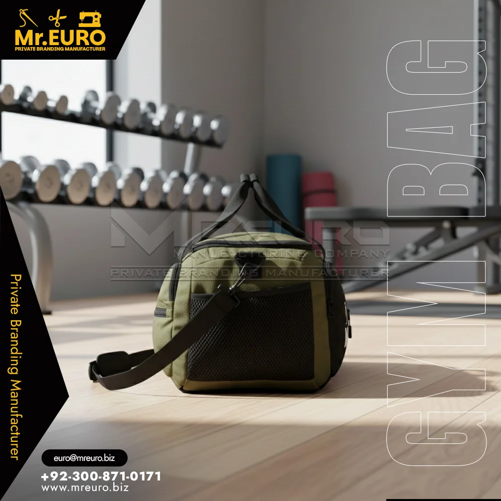 Olive Green Gym Duffle Bag Modern Fitness Look - View