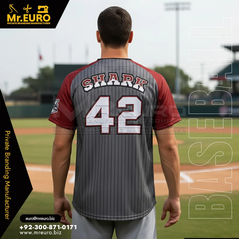 Red 2-Button Baseball Jersey Custom Sublimated Wear - Alternate View